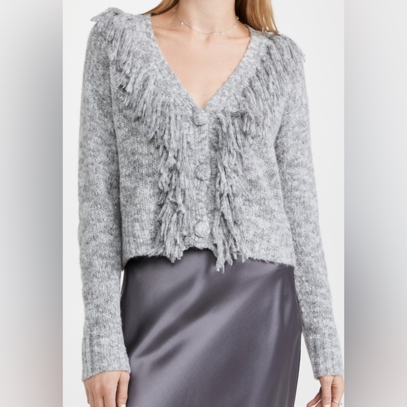 cinq a sept Sweaters - Cinq a sept Cecilia  gray fringe cardigan EUC